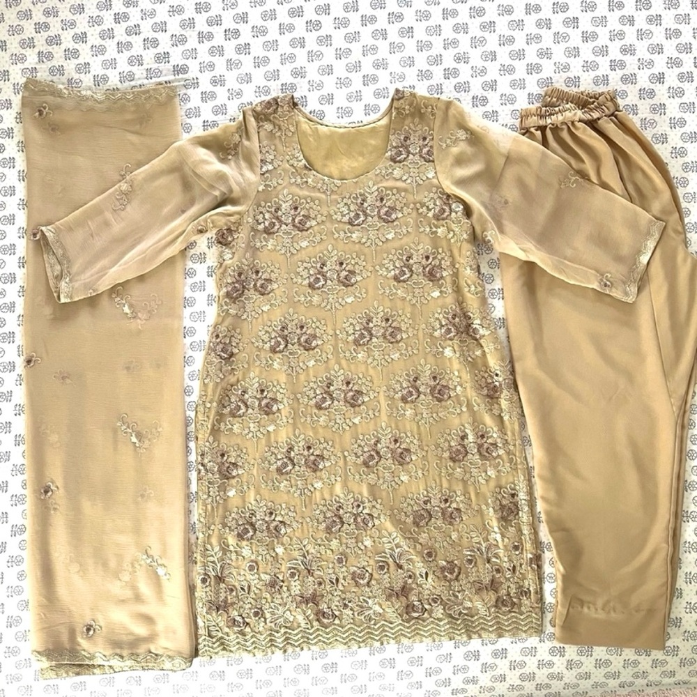 Heavily Embroidered Chiffon Shalwar Kameez